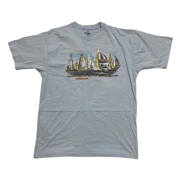 Vintage Panama Jack Light Blue Boating T-Shirt - Picture 1 of 4